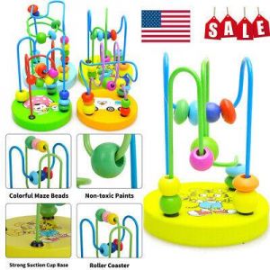 it's store vip משחקי קטנטנים,baby games Children Colorful Wooden Mini Around Beads Educational Toy Kids Toys Game Toys