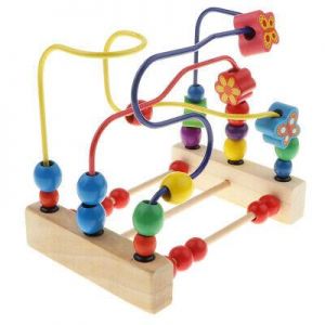 Wooden Counting Bead Abacus Wire Maze Roller Coaster Educational Kids Toy